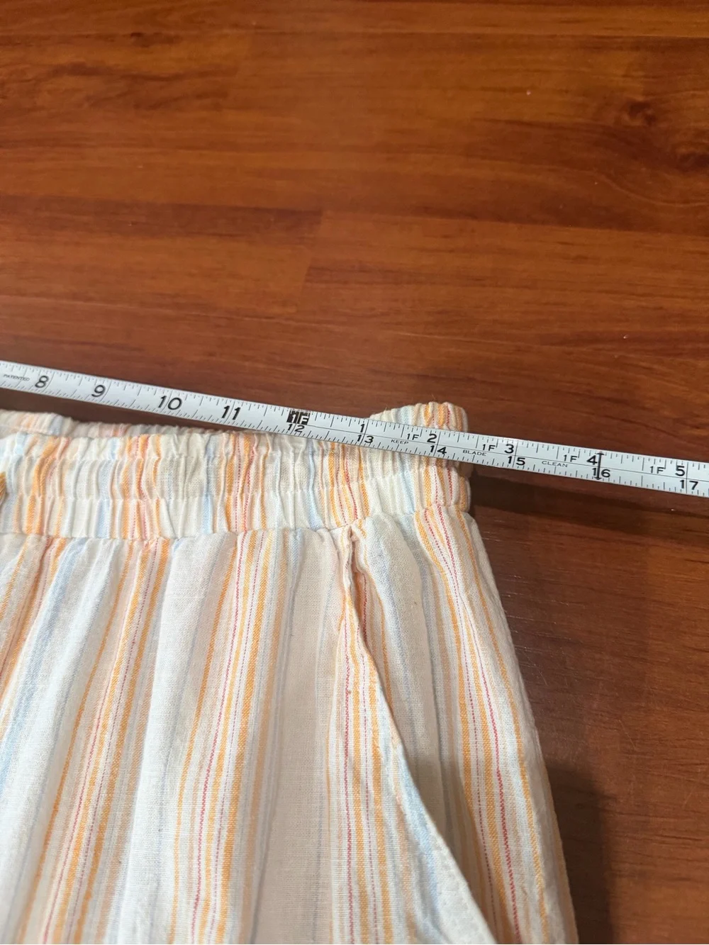 For Cynthia Palazzo Beach Pants Womens Sz L Linen Blend Wide Leg Cream Stripped
